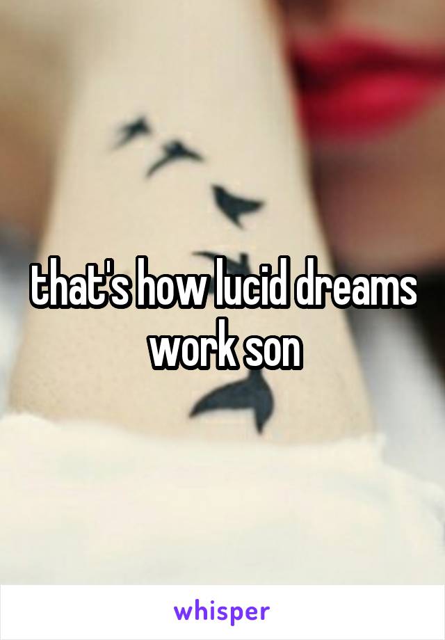 that's how lucid dreams work son
