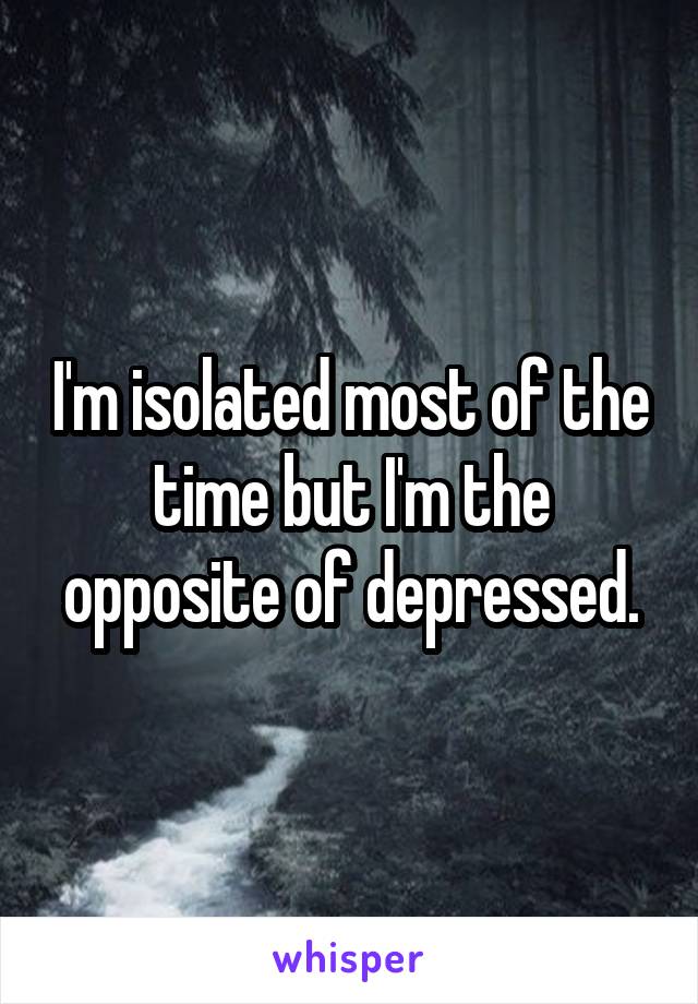 I'm isolated most of the time but I'm the opposite of depressed.