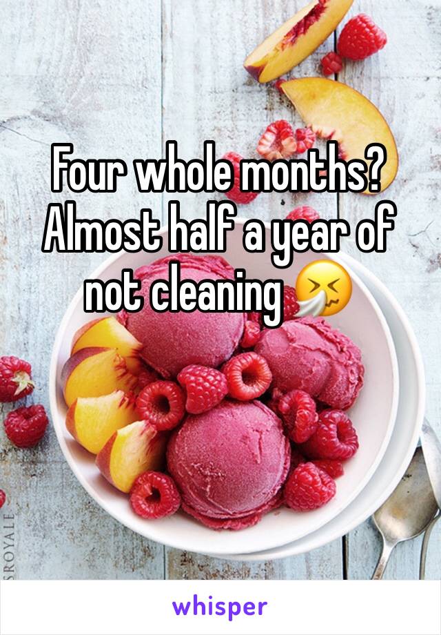 Four whole months?
Almost half a year of not cleaning 🤧