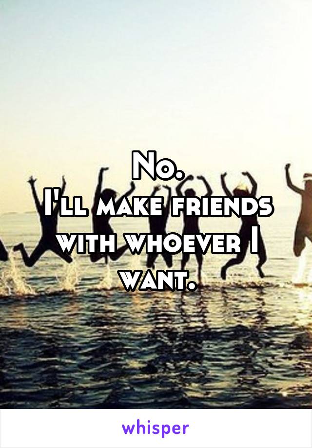 No.
I'll make friends with whoever I want.