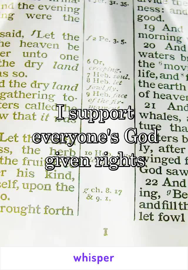 I support everyone's God given rights