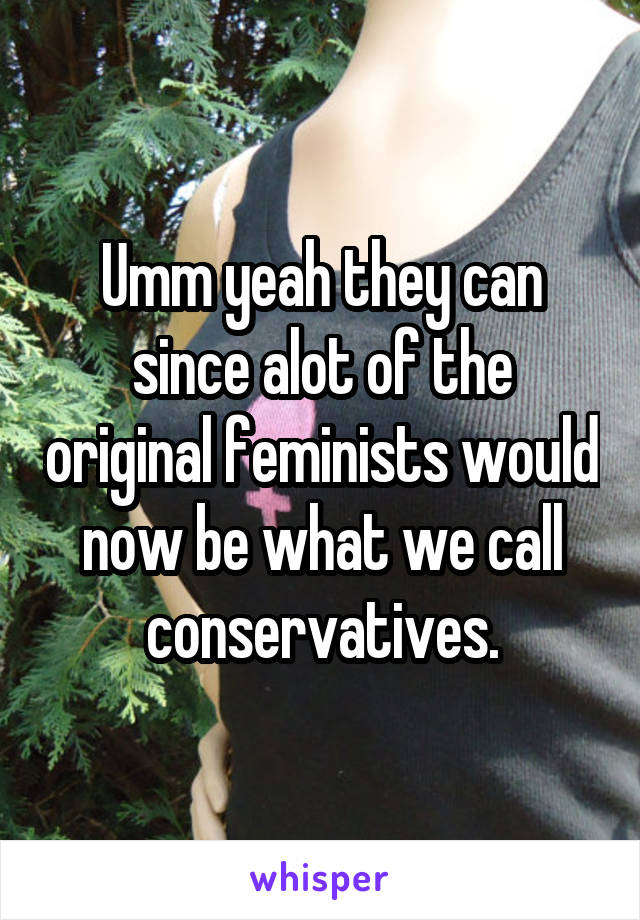 Umm yeah they can since alot of the original feminists would now be what we call conservatives.