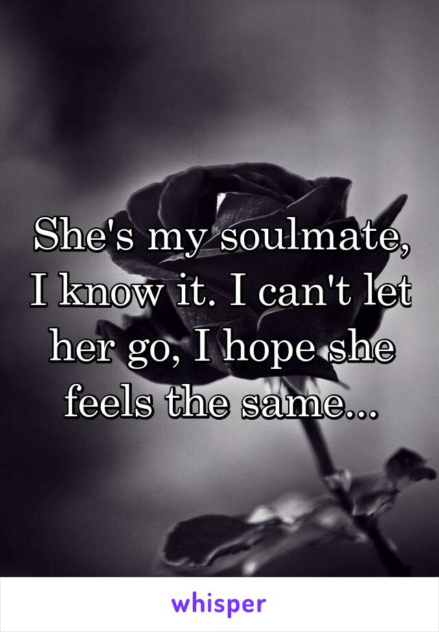 She's my soulmate, I know it. I can't let her go, I hope she feels the same...