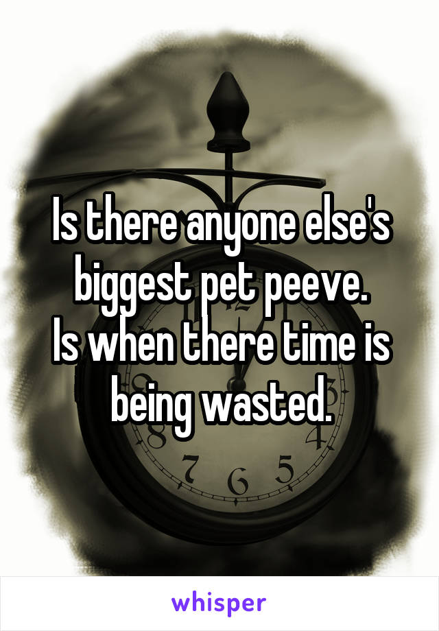 Is there anyone else's biggest pet peeve.
Is when there time is being wasted.