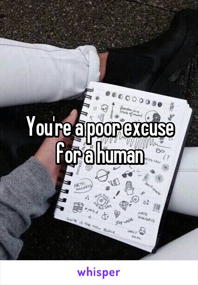 You're a poor excuse for a human