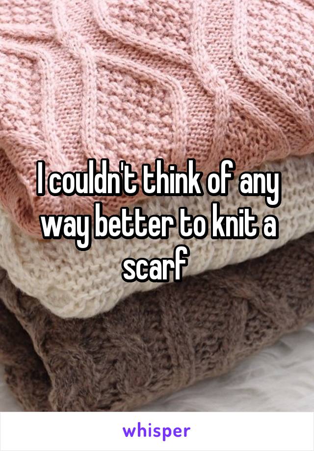 I couldn't think of any way better to knit a scarf 