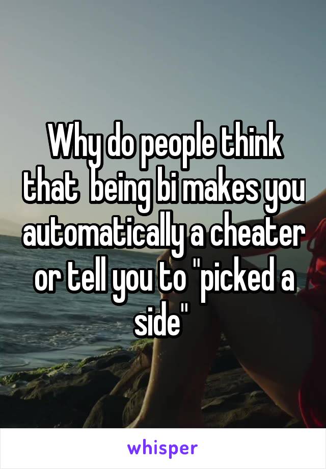 Why do people think that  being bi makes you automatically a cheater or tell you to "picked a side" 