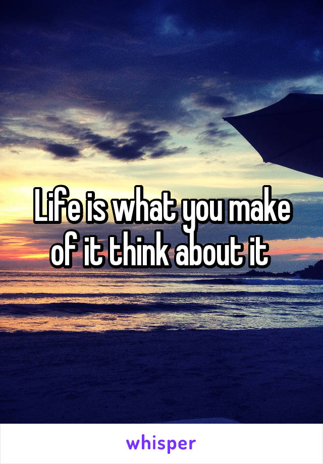 Life is what you make of it think about it 