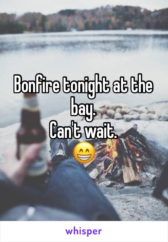 Bonfire tonight at the bay.
Can't wait.
😁