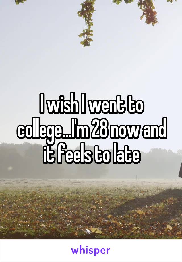I wish I went to college...I'm 28 now and it feels to late