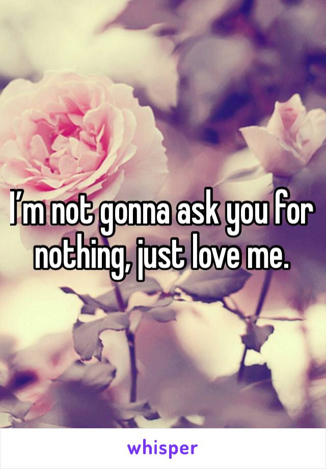 I’m not gonna ask you for nothing, just love me. 