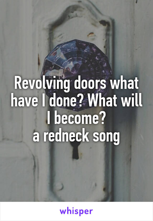 Revolving doors what have I done? What will I become?
a redneck song