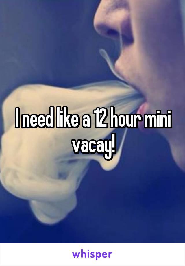 I need like a 12 hour mini vacay!