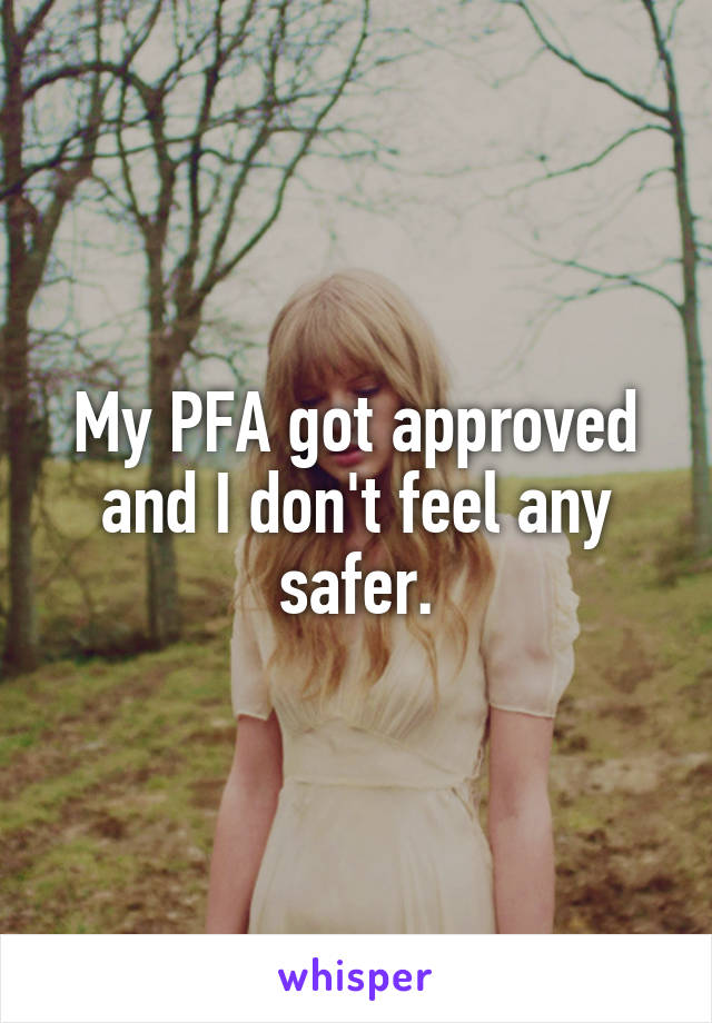 My PFA got approved and I don't feel any safer.