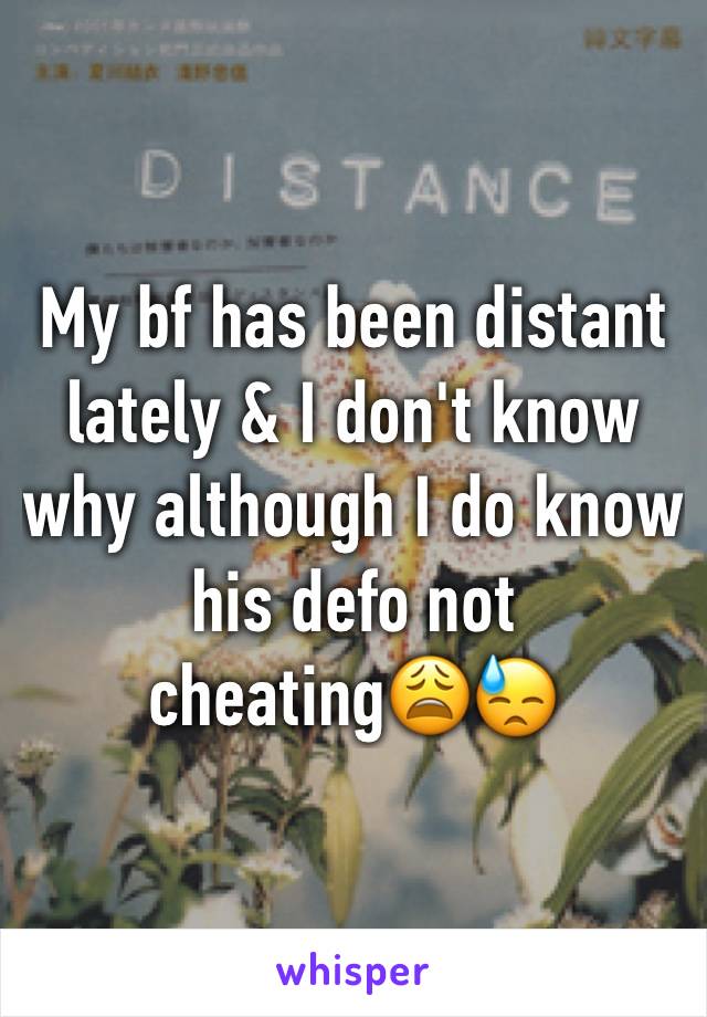 My bf has been distant lately & I don't know why although I do know his defo not cheating😩😓