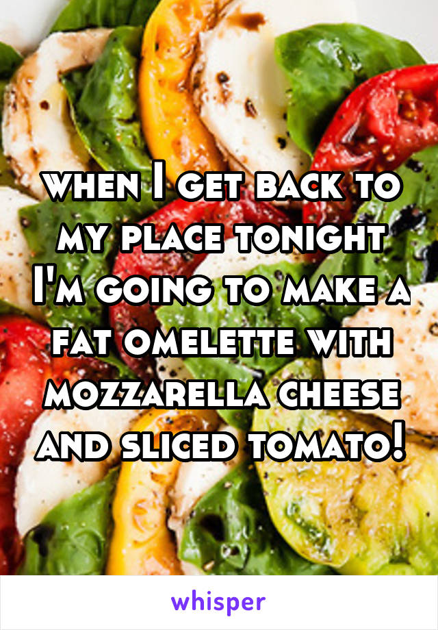 when I get back to my place tonight I'm going to make a fat omelette with mozzarella cheese and sliced tomato!