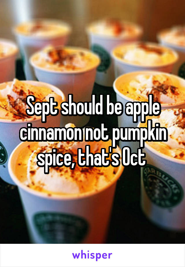 Sept should be apple cinnamon not pumpkin spice, that's Oct 