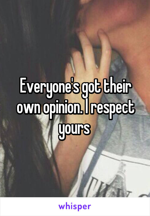 Everyone's got their own opinion. I respect yours 