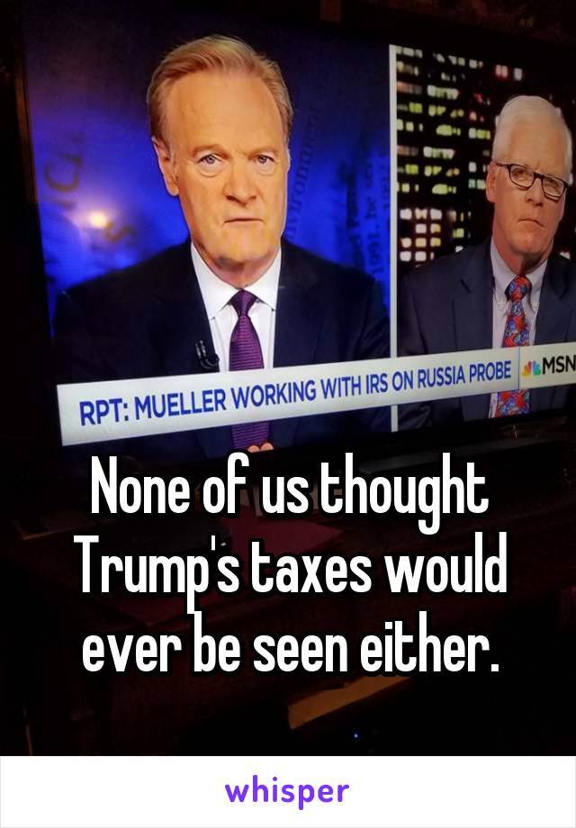 



None of us thought Trump's taxes would ever be seen either.
