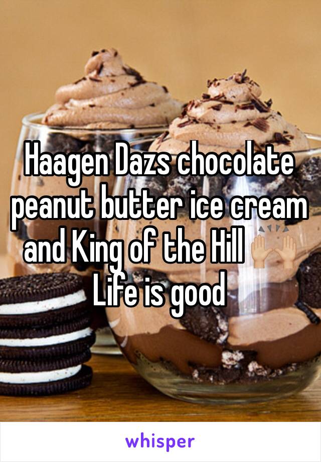 Haagen Dazs chocolate peanut butter ice cream and King of the Hill 🙌🏼 Life is good