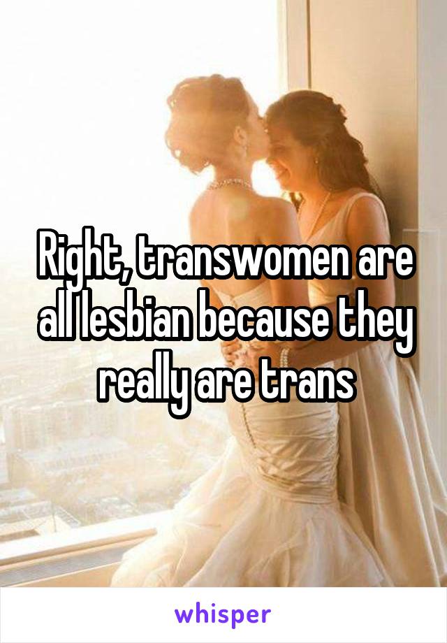 Right, transwomen are all lesbian because they really are trans