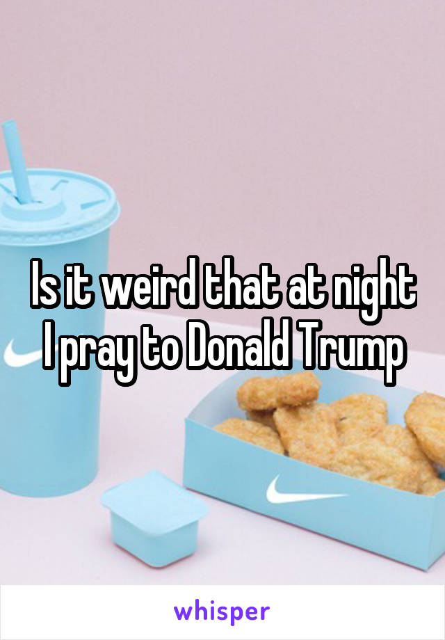 Is it weird that at night I pray to Donald Trump