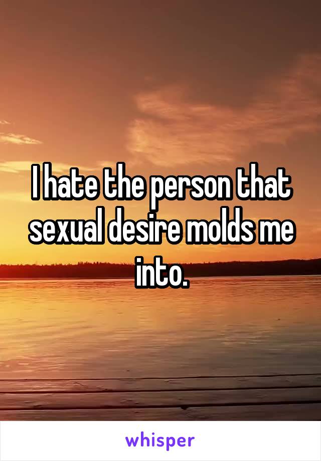 I hate the person that sexual desire molds me into.