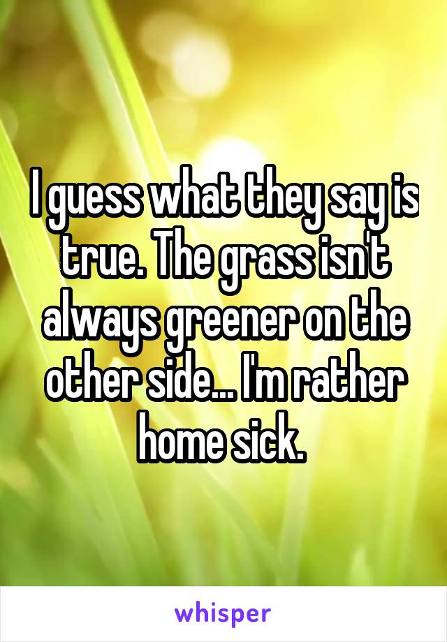 I guess what they say is true. The grass isn't always greener on the other side... I'm rather home sick. 