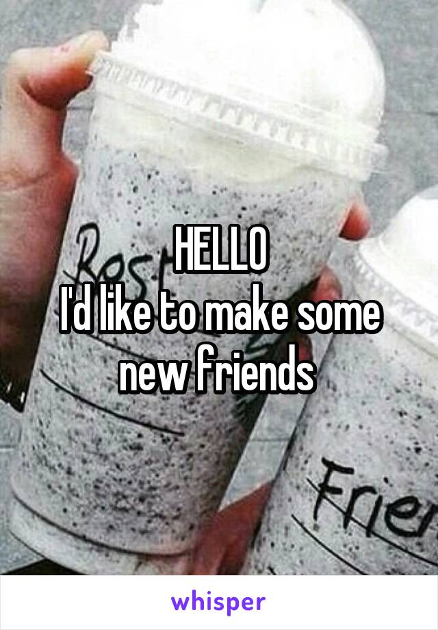 HELLO
I'd like to make some new friends 
