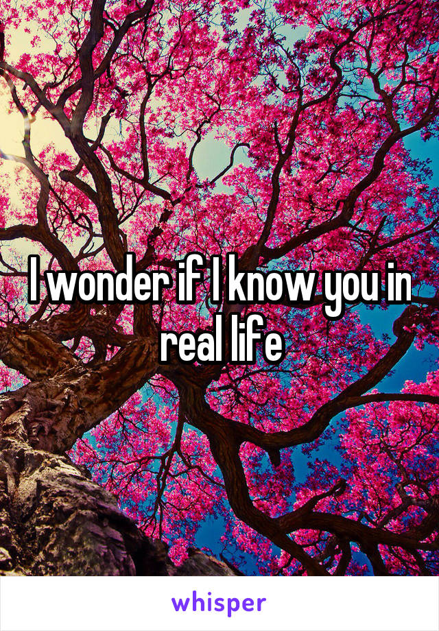 I wonder if I know you in real life