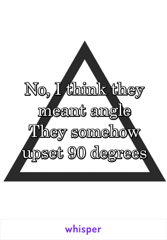 No, I think they meant angle
They somehow upset 90 degrees