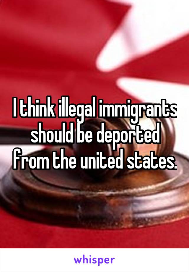 I think illegal immigrants should be deported from the united states.