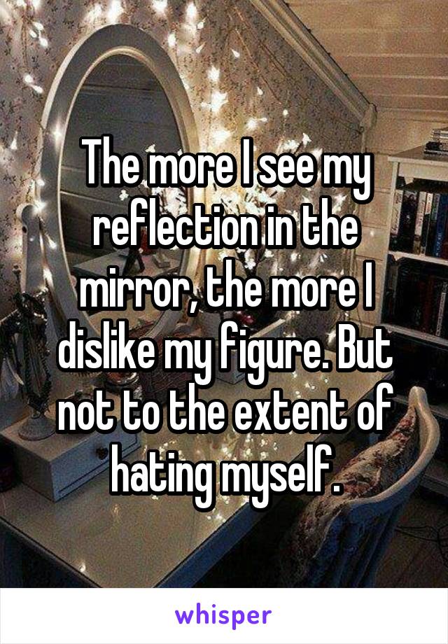 The more I see my reflection in the mirror, the more I dislike my figure. But not to the extent of hating myself.