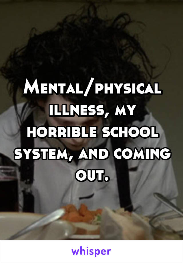 Mental/physical illness, my horrible school system, and coming out.