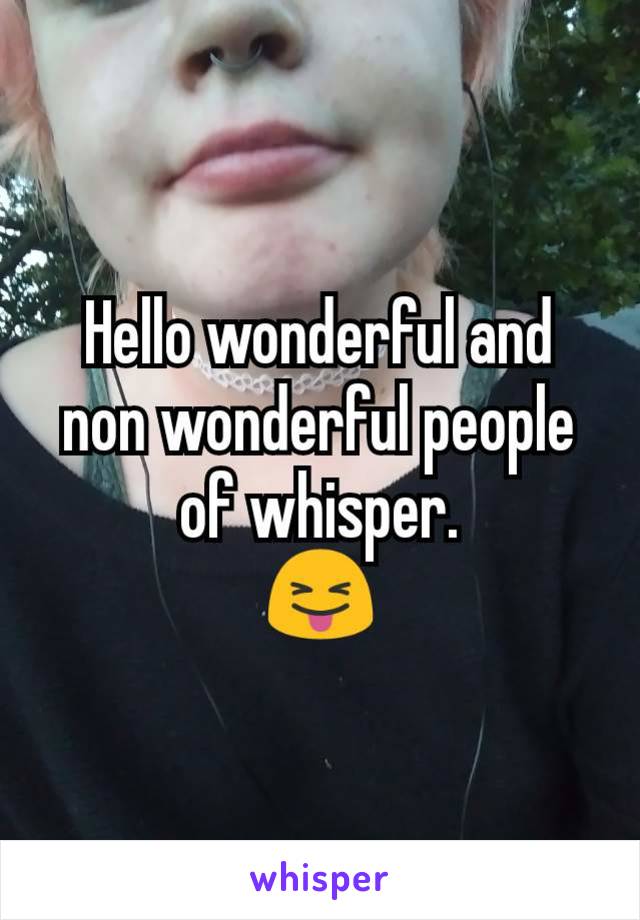 Hello wonderful and non wonderful people of whisper.
😝