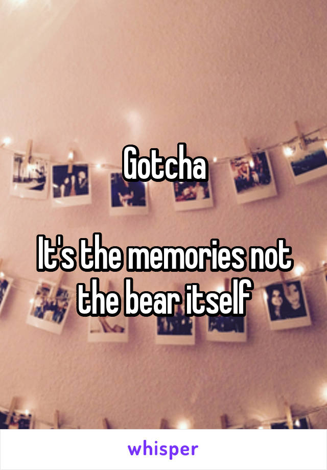 Gotcha

It's the memories not the bear itself