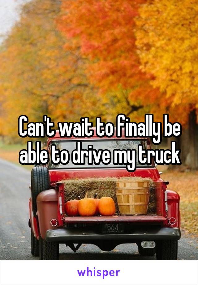 Can't wait to finally be able to drive my truck