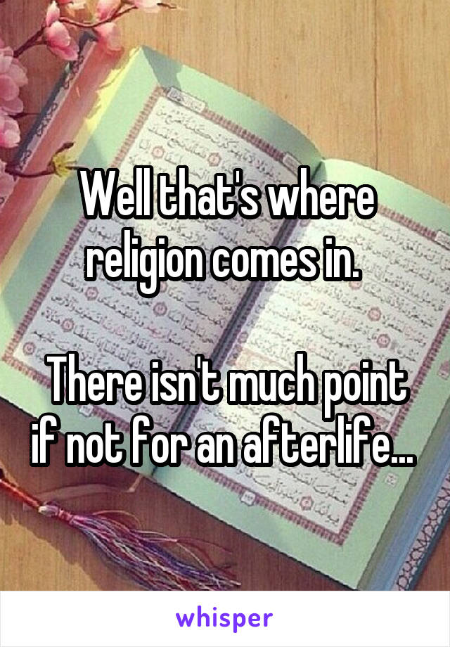Well that's where religion comes in. 

There isn't much point if not for an afterlife... 