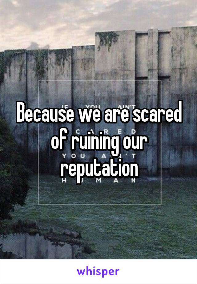 Because we are scared of ruining our reputation