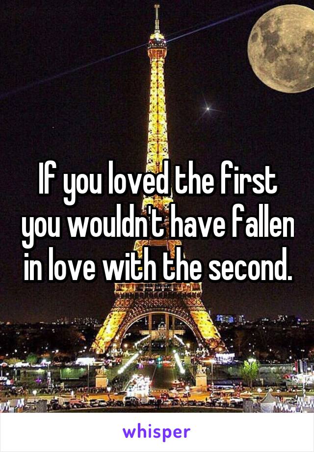 If you loved the first you wouldn't have fallen in love with the second.