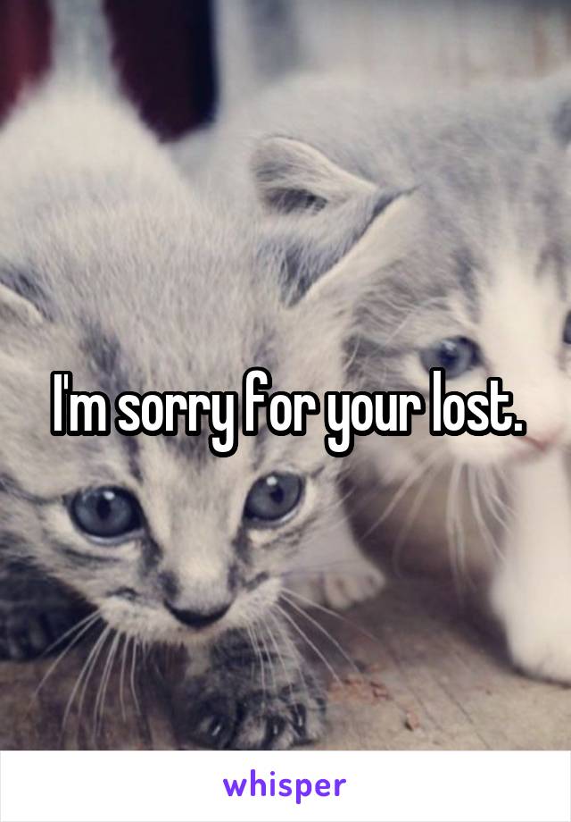 I'm sorry for your lost.