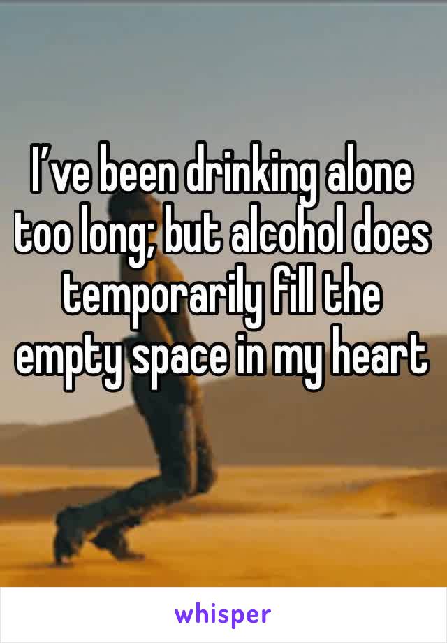 I’ve been drinking alone  too long; but alcohol does temporarily fill the empty space in my heart 