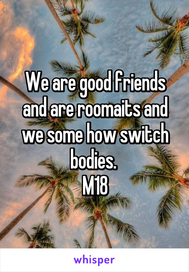 We are good friends and are roomaits and we some how switch bodies. 
M18