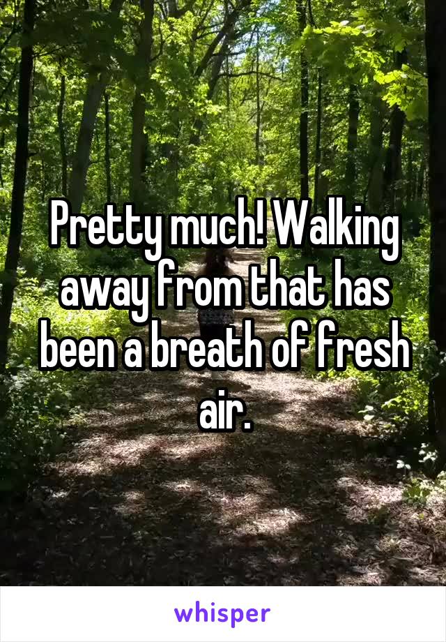 Pretty much! Walking away from that has been a breath of fresh air.