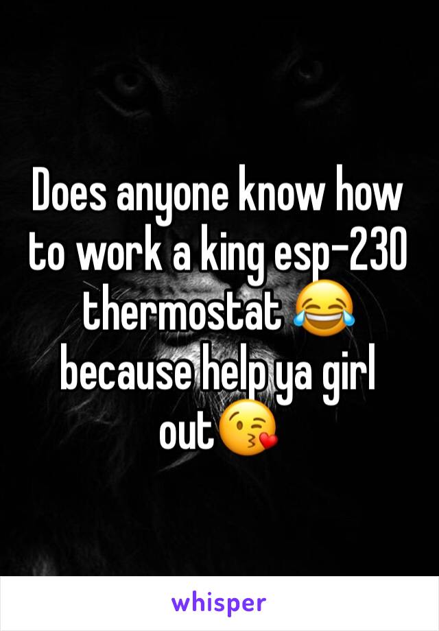 Does anyone know how to work a king esp-230 thermostat 😂 because help ya girl out😘