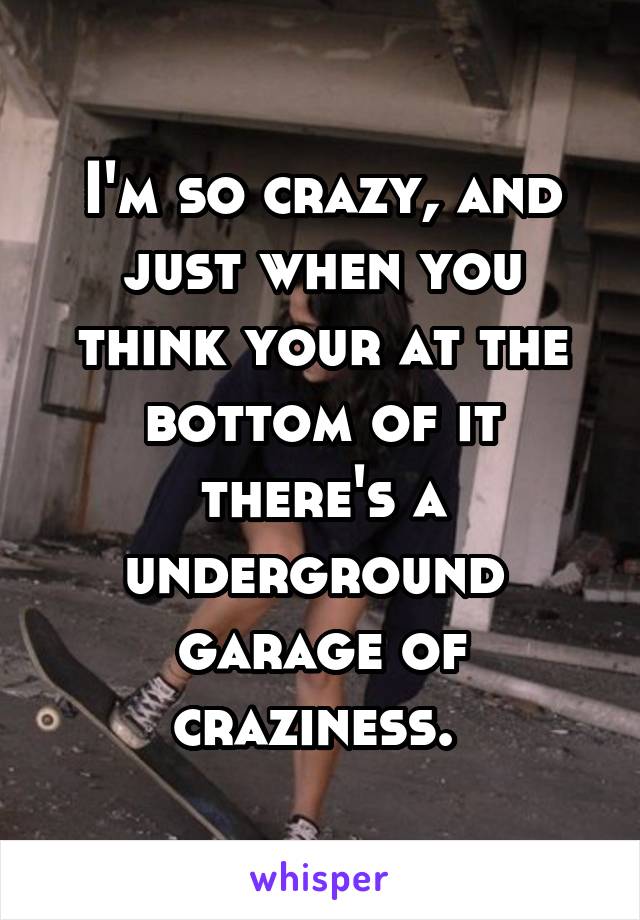 I'm so crazy, and just when you think your at the bottom of it there's a underground  garage of craziness. 