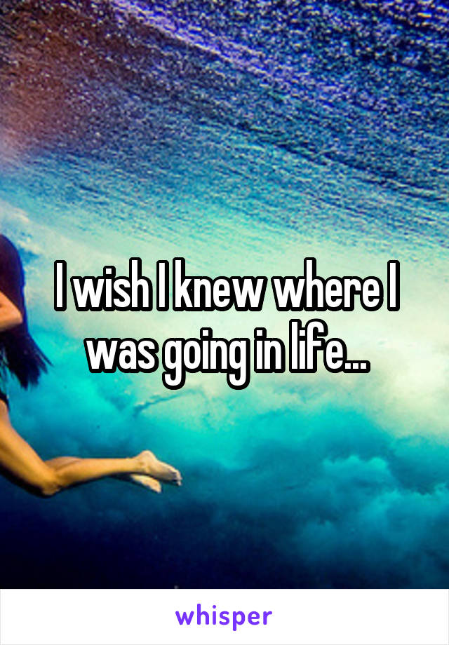I wish I knew where I was going in life...