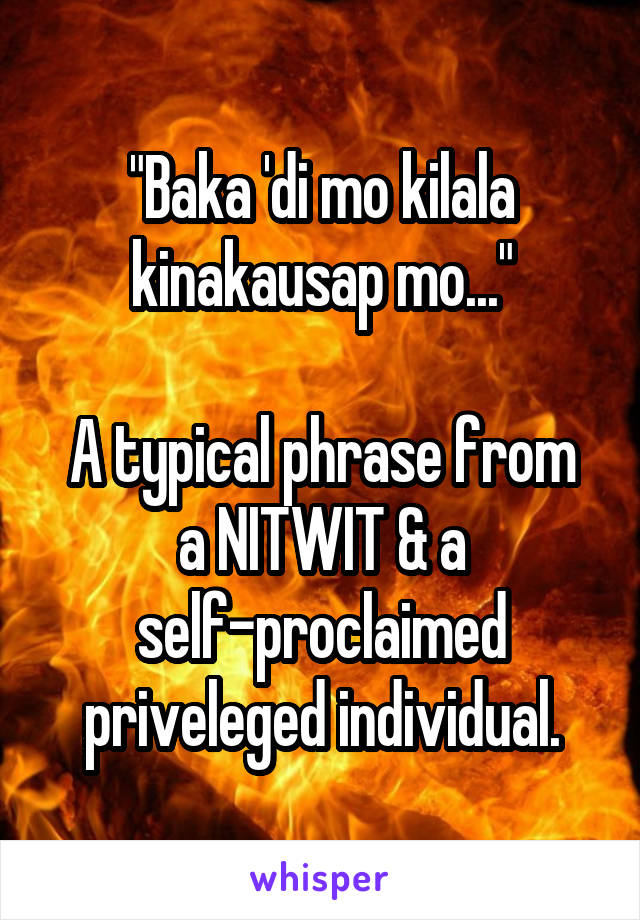 "Baka 'di mo kilala kinakausap mo..."

A typical phrase from a NITWIT & a self-proclaimed priveleged individual.