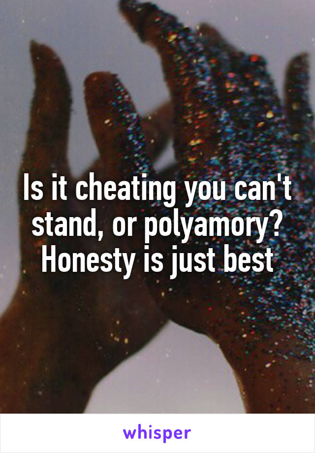 Is it cheating you can't stand, or polyamory? Honesty is just best