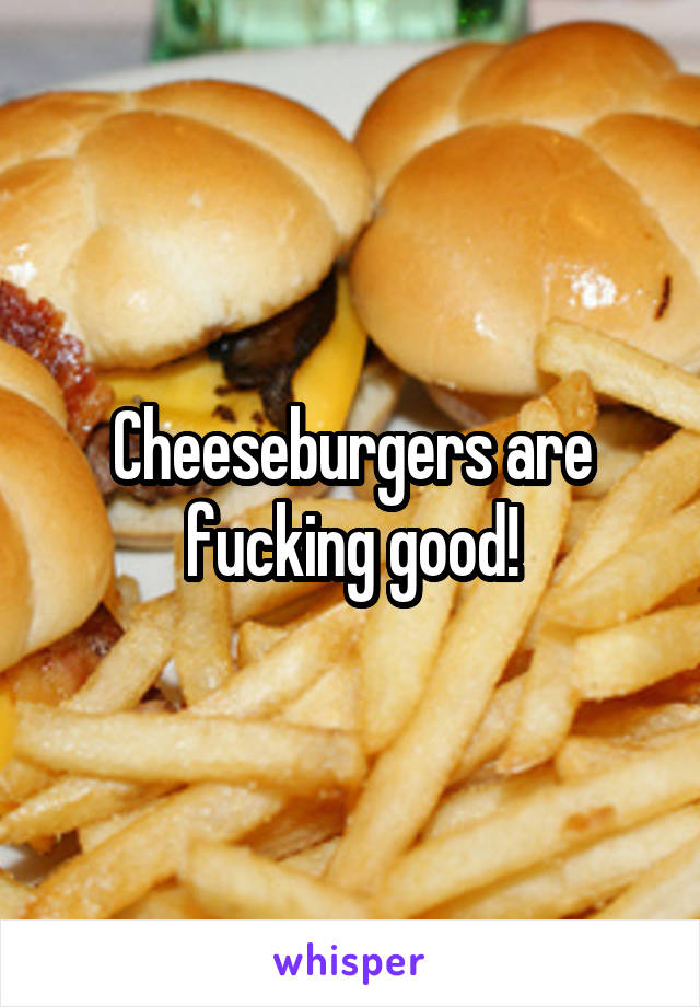 Cheeseburgers are fucking good!